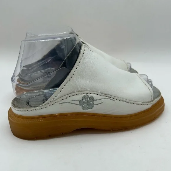 Dr Martens Vintage Y2k Sandals White Leather Chunky Sole Slides Flower England - Picture 8 of 16